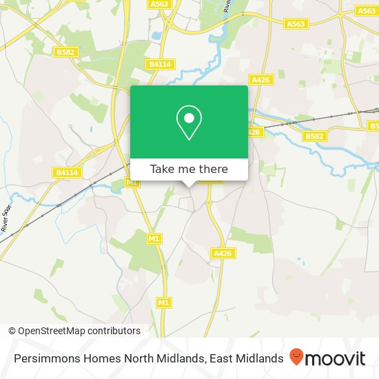 Persimmons Homes North Midlands map