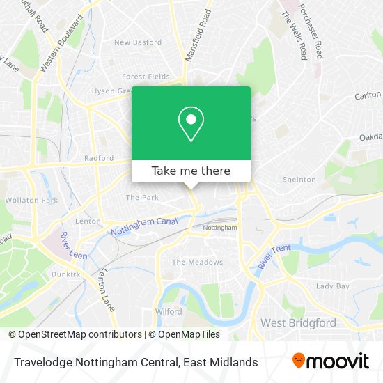 Travelodge Nottingham Central map