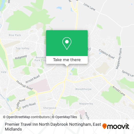 Premier Travel Inn North Daybrook Nottingham map
