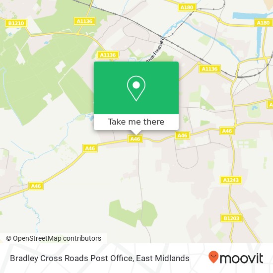 Bradley Cross Roads Post Office map