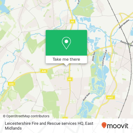 Leicestershire Fire and Rescue services HQ map