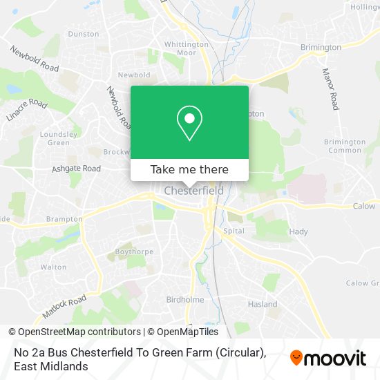 No 2a Bus Chesterfield To Green Farm (Circular) map
