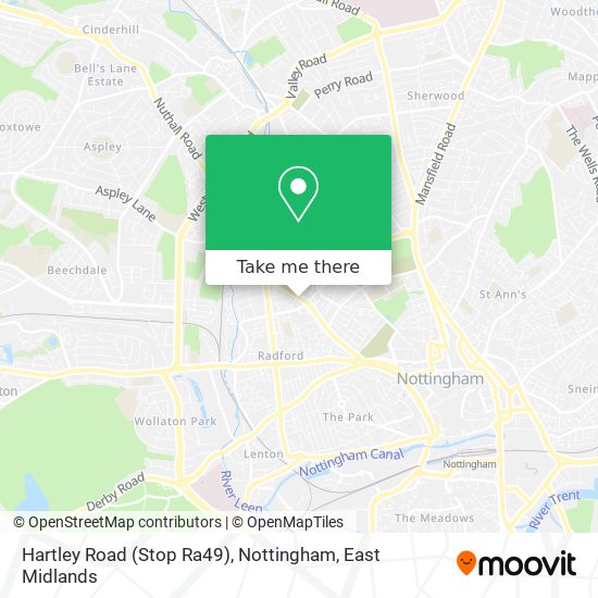 Hartley Road (Stop Ra49), Nottingham map