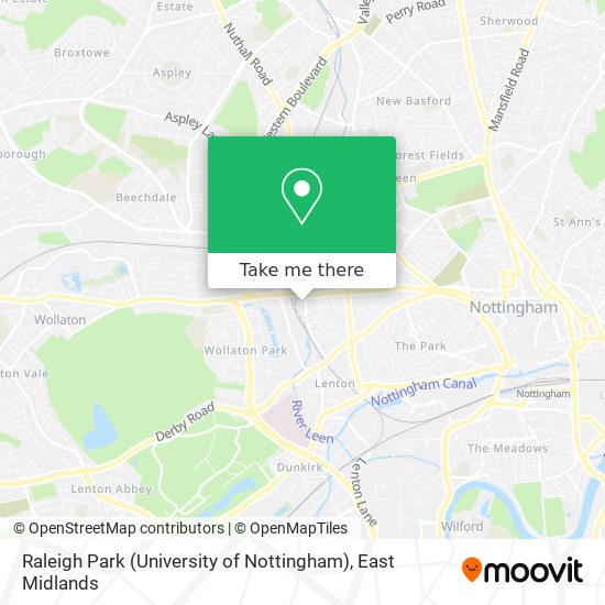 Raleigh Park (University of Nottingham) map