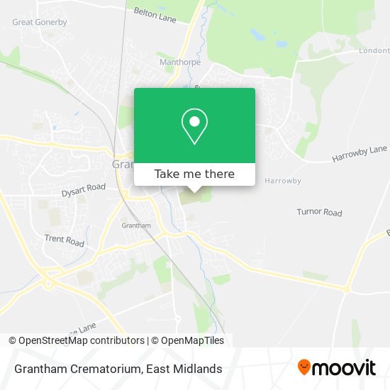 Grantham Crematorium map