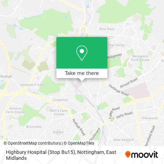 Highbury Hospital (Stop Bu15), Nottingham map