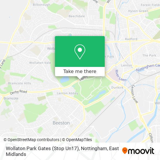 Wollaton Park Gates (Stop Un17), Nottingham map
