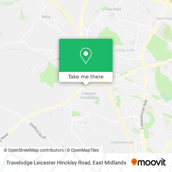 Travelodge Leicester Hinckley Road map