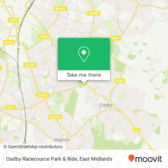 Oadby Racecource Park & Ride map