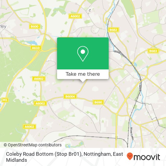 Coleby Road Bottom (Stop Br01), Nottingham map