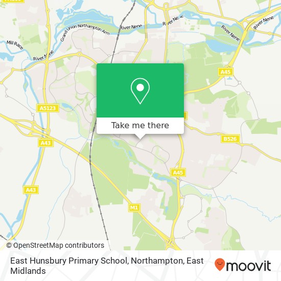 East Hunsbury Primary School, Northampton map