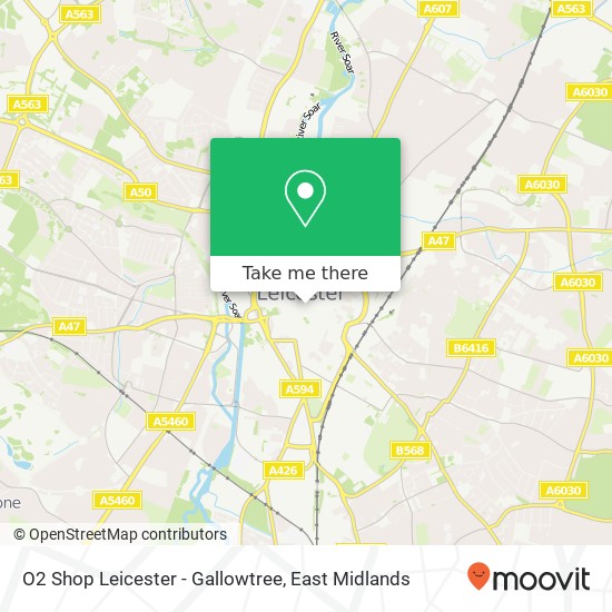 O2 Shop Leicester - Gallowtree map