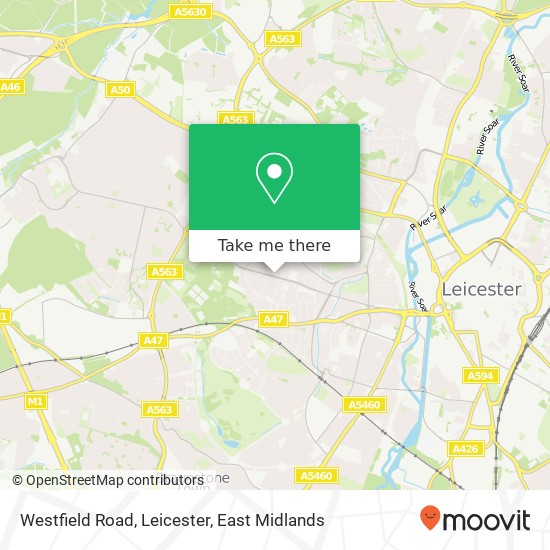 Westfield Road, Leicester map