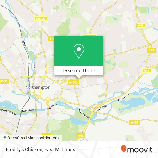 Freddy's Chicken, 210 Wellingborough Road Northampton Northampton NN1 4EE map