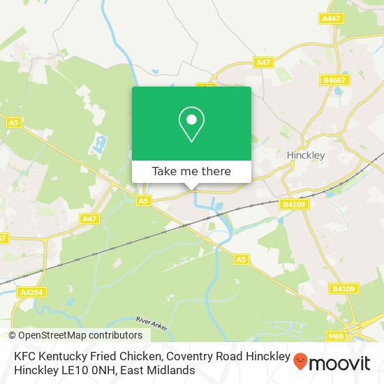 KFC Kentucky Fried Chicken, Coventry Road Hinckley Hinckley LE10 0NH map
