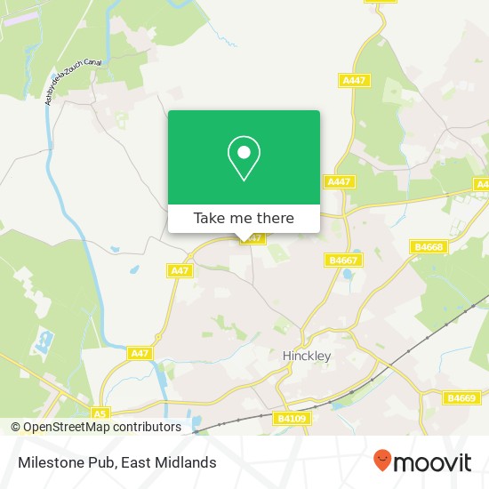 Milestone Pub, A47 Hinckley Hinckley map