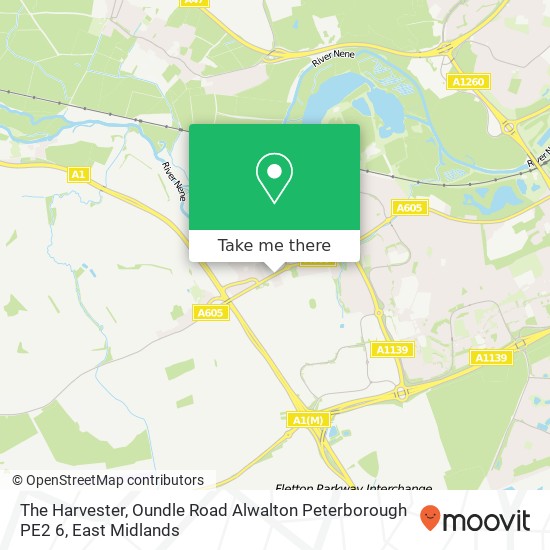 The Harvester, Oundle Road Alwalton Peterborough PE2 6 map