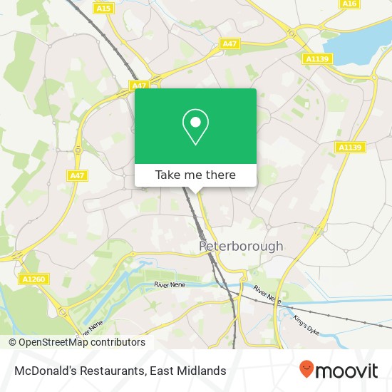 McDonald's Restaurants, Bourges Boulevard Peterborough Peterborough PE3 6 map