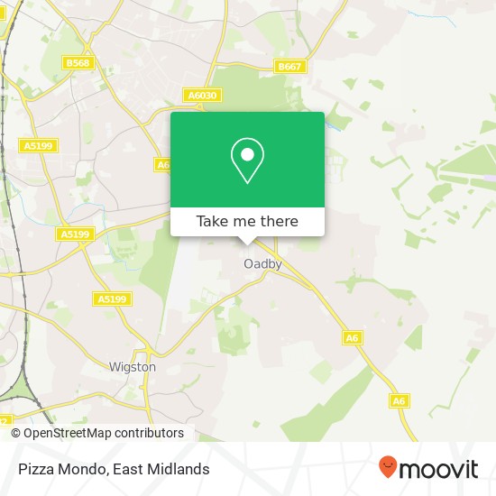 Pizza Mondo, The Parade Oadby Leicester LE2 5 map
