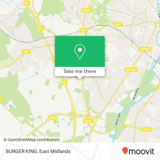BURGER KING, Leicester Leicester LE19 1 map