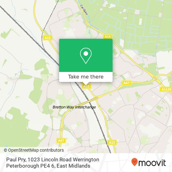 Paul Pry, 1023 Lincoln Road Werrington Peterborough PE4 6 map