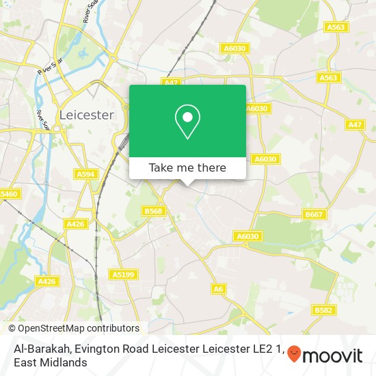 Al-Barakah, Evington Road Leicester Leicester LE2 1 map