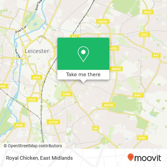 Royal Chicken, 192 Evington Road Leicester Leicester LE2 1 map