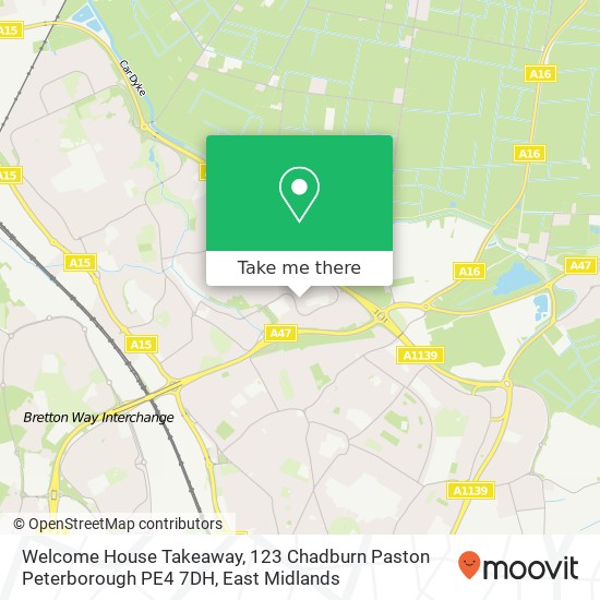 Welcome House Takeaway, 123 Chadburn Paston Peterborough PE4 7DH map