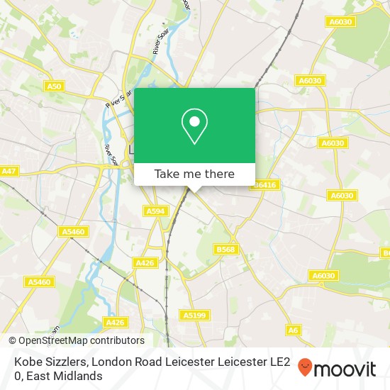 Kobe Sizzlers, London Road Leicester Leicester LE2 0 map