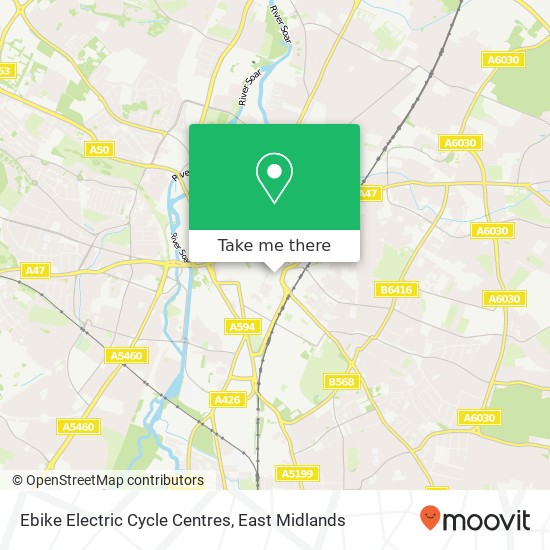 Ebike Electric Cycle Centres, Granby Street Leicester Leicester LE1 1 map