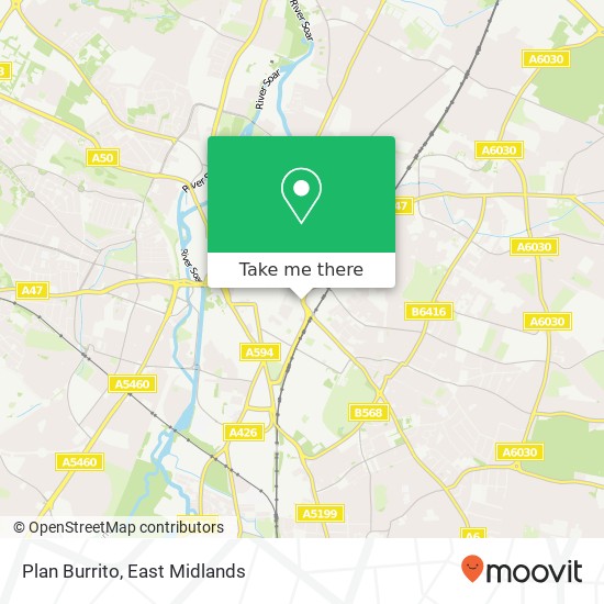 Plan Burrito, Waterloo Way Leicester Leicester LE1 6 map