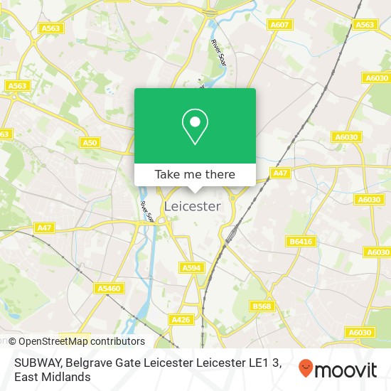 SUBWAY, Belgrave Gate Leicester Leicester LE1 3 map