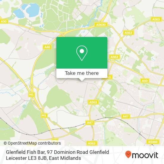 Glenfield Fish Bar, 97 Dominion Road Glenfield Leicester LE3 8JB map
