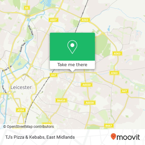 TJ's Pizza & Kebabs, Uppingham Road Leicester Leicester LE5 0 map