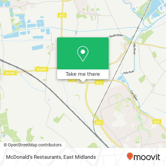 McDonald's Restaurants, A15 Glinton Peterborough PE6 7 map