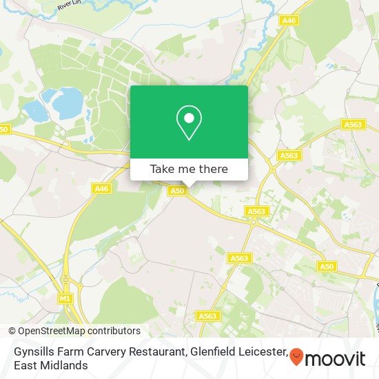 Gynsills Farm Carvery Restaurant, Glenfield Leicester map