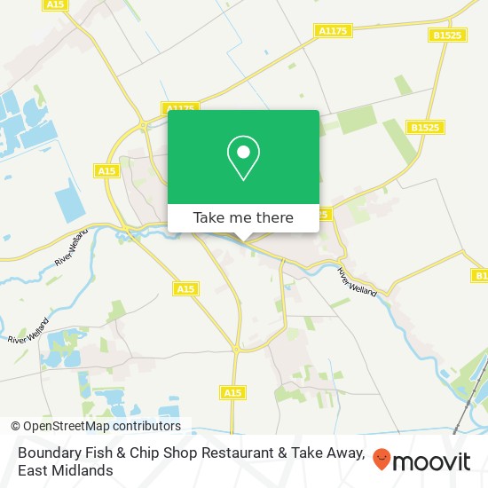 Boundary Fish & Chip Shop Restaurant & Take Away, 64 High Street Market Deeping Peterborough PE6 8FF map