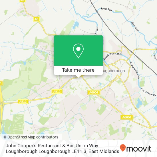 John Cooper's Restaurant & Bar, Union Way Loughborough Loughborough LE11 3 map
