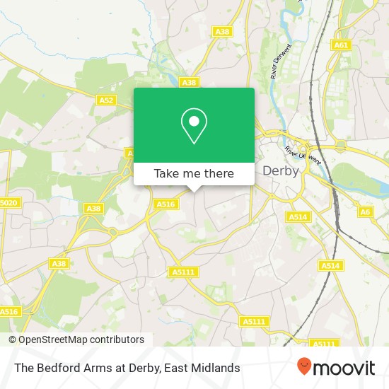 The Bedford Arms at Derby map