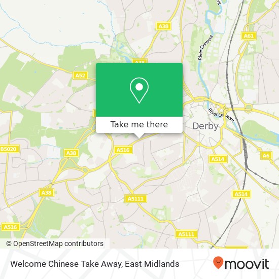 Welcome Chinese Take Away, 252 Uttoxeter New Road Derby Derby DE22 3LL map