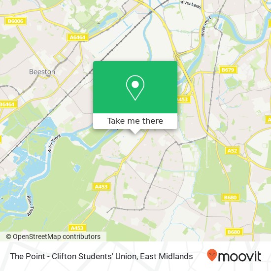 The Point - Clifton Students' Union, Clifton Nottingham NG11 8 map