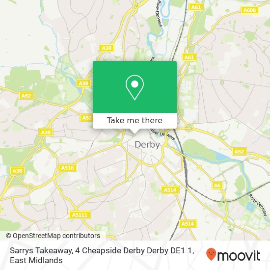 Sarrys Takeaway, 4 Cheapside Derby Derby DE1 1 map