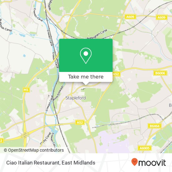 Ciao Italian Restaurant, Nottingham Road Stapleford Nottingham NG9 8AQ map