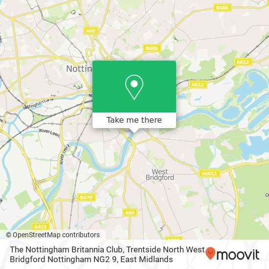 The Nottingham Britannia Club, Trentside North West Bridgford Nottingham NG2 9 map