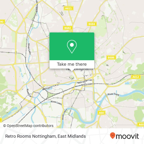 Retro Rooms Nottingham map