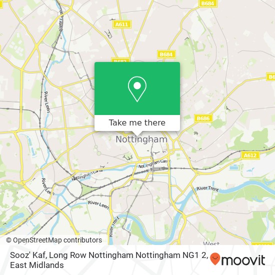 Sooz' Kaf, Long Row Nottingham Nottingham NG1 2 map