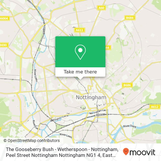 The Gooseberry Bush - Wetherspoon - Nottingham, Peel Street Nottingham Nottingham NG1 4 map