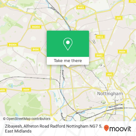 Zibayesh, Alfreton Road Radford Nottingham NG7 5 map