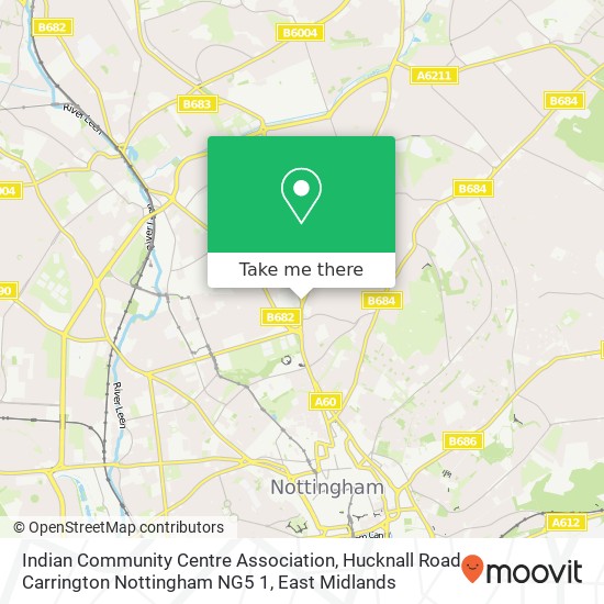 Indian Community Centre Association, Hucknall Road Carrington Nottingham NG5 1 map