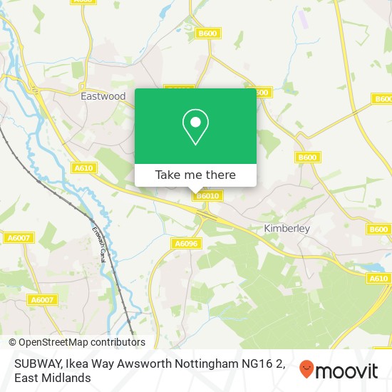 SUBWAY, Ikea Way Awsworth Nottingham NG16 2 map